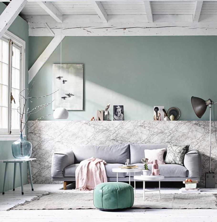 Мятный и серый цвет в интерьере