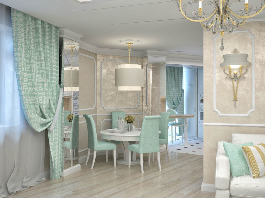 Кухня гостиная в берёзовым цвете