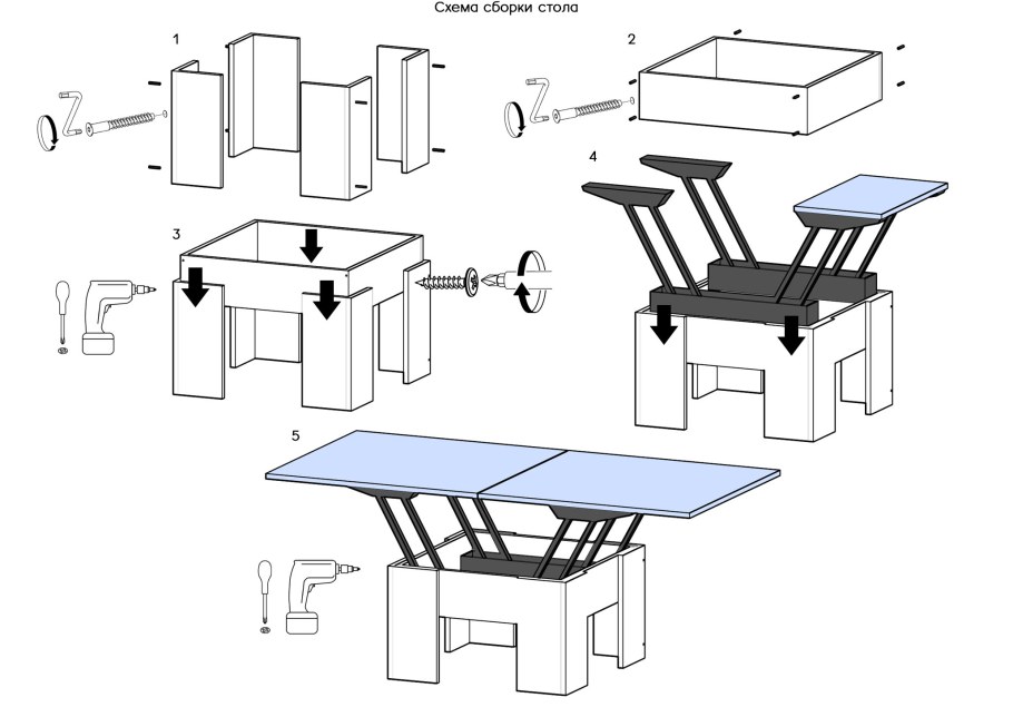 Схема сборки стола трансформера много мебели