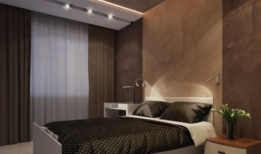 Спальня в коричневом цвете