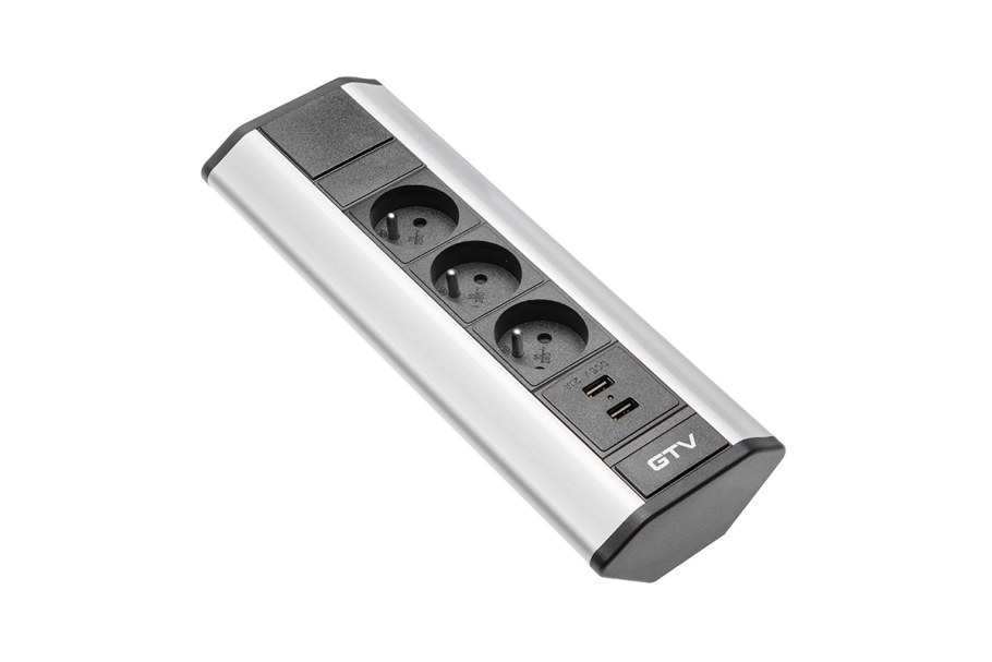 Угловая розетка GTV С USB AE-pbkt3s2u-80