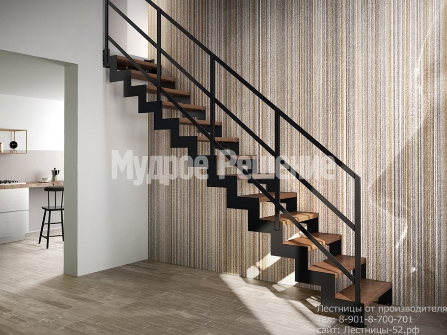Лестница межэтажная металл дерево