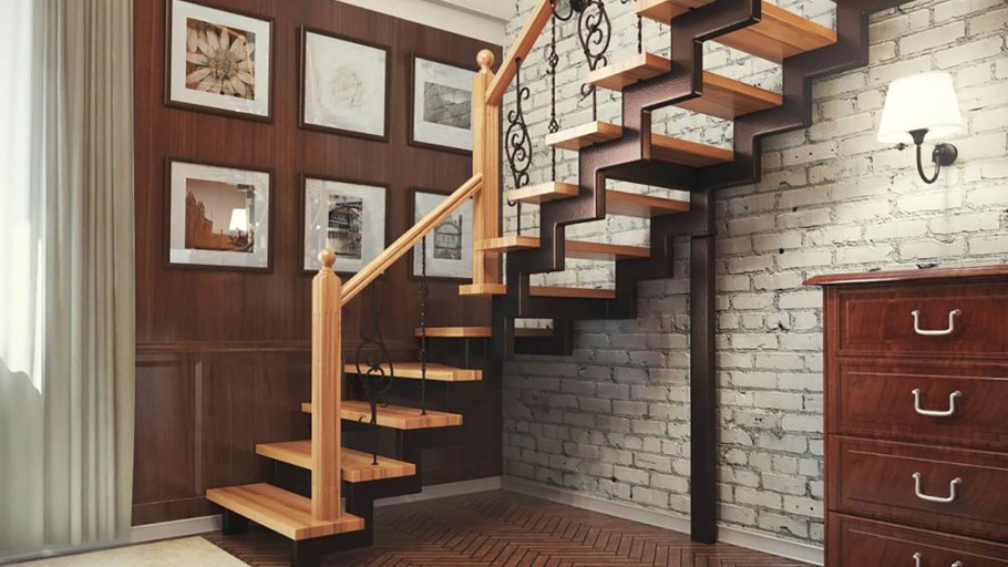 Лестница на 2 этаж на косоурах