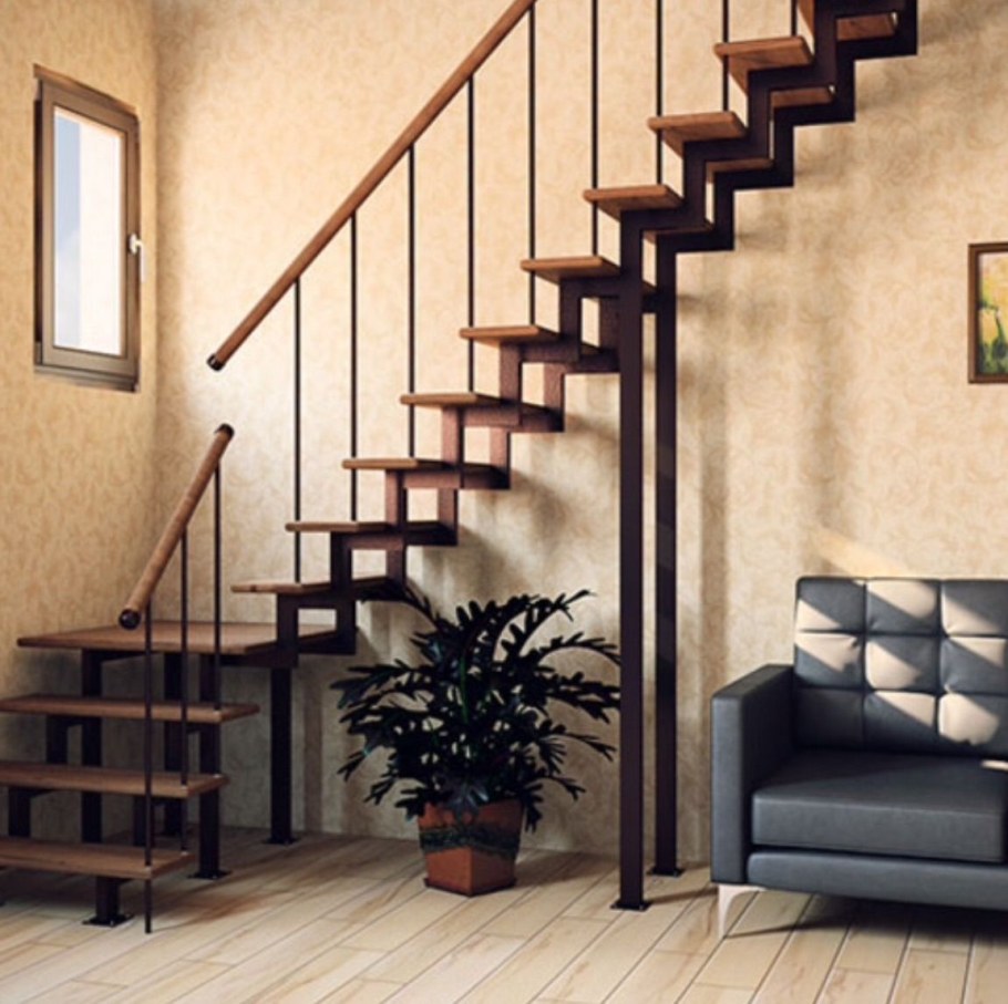 Лестница на 2 этаж на косоурах