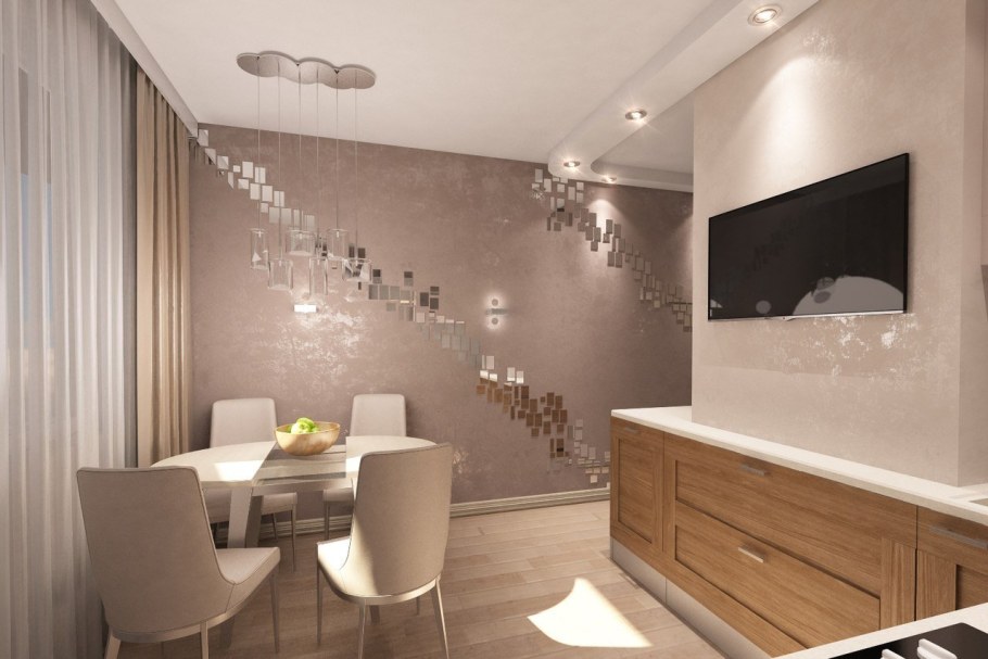 Интерьер кухни в бежевых тонах