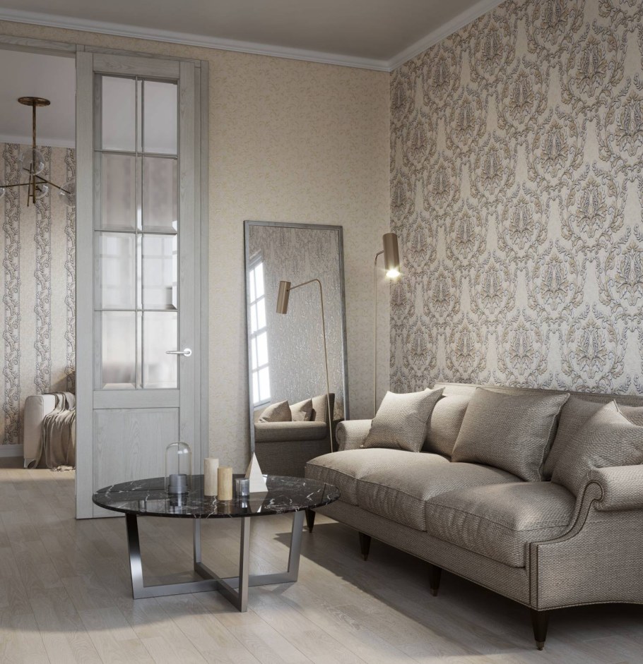 Расцветки обоев для зала