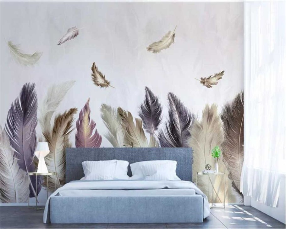 Фреска перья в спальню