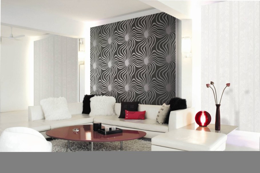 Комбинирование обоев в гостиной