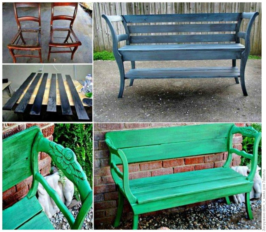 Скамейка из стульев для дачи