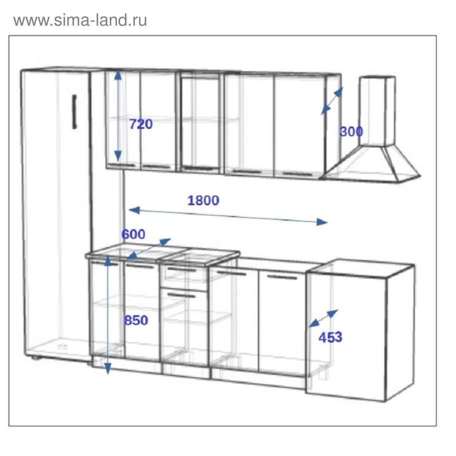 Высота кухонной столешницы 910мм