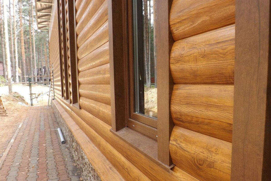 Металлосайдинг блок Хаус золотой орех