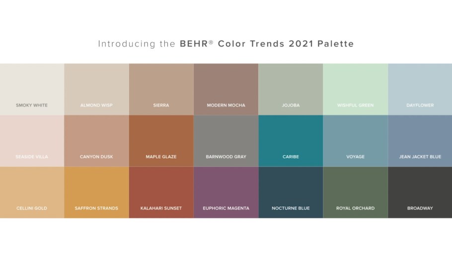 Behr Color trends 2021