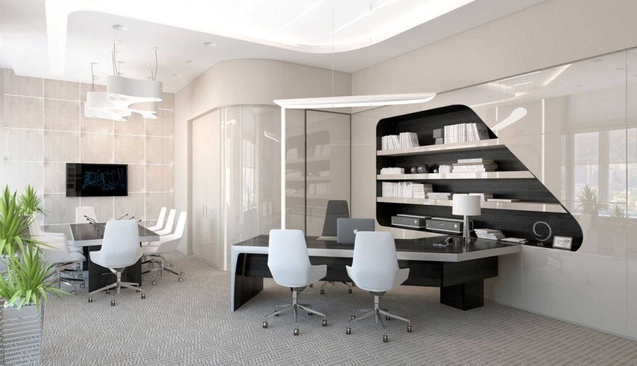 Домашний кабинет в стиле хайтек