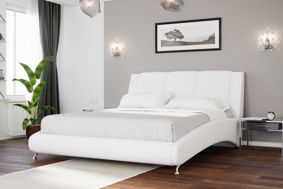 Кровати белые двуспальные Hoff