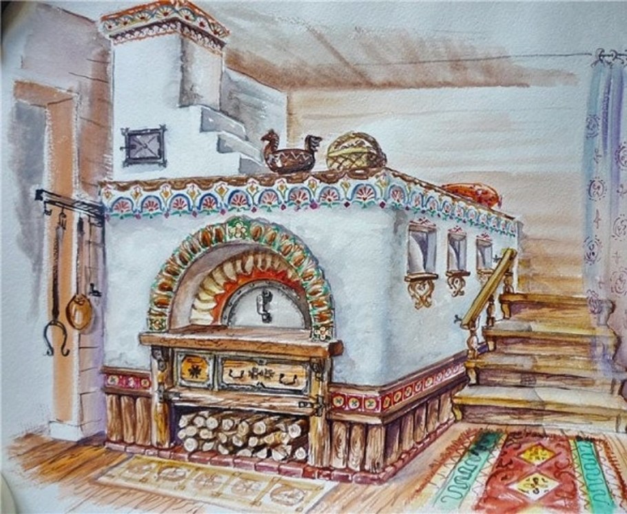 Русская печь в избе