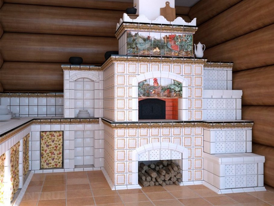 Печь с лежанкой изразцовой