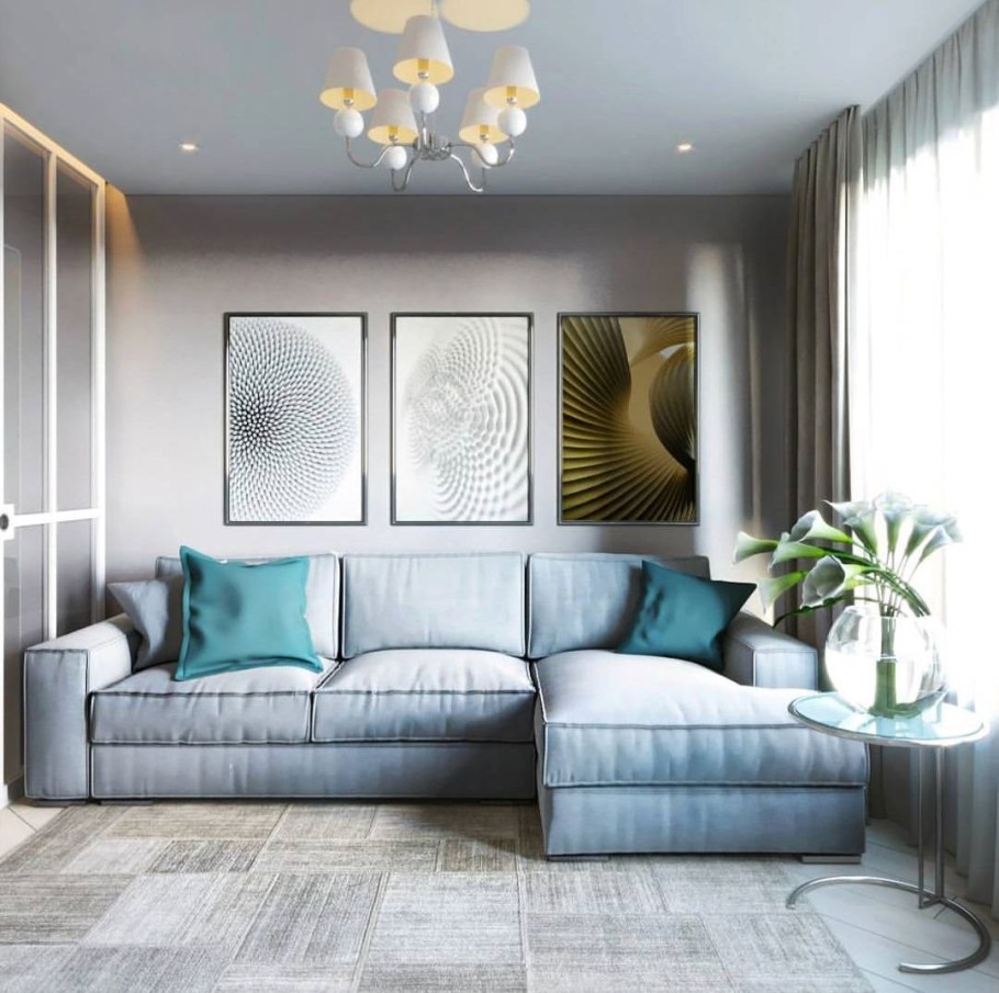 Серо голубой диван