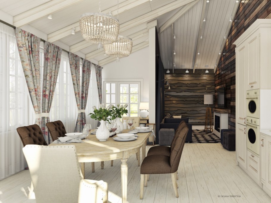 Кухня гостиная с террасой