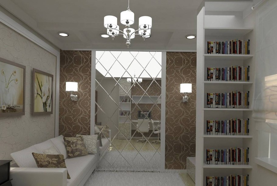 Зеркала в интерьере гостиной