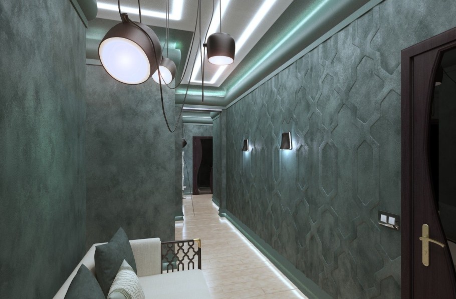 Венецианская штукатурка шелк коридор