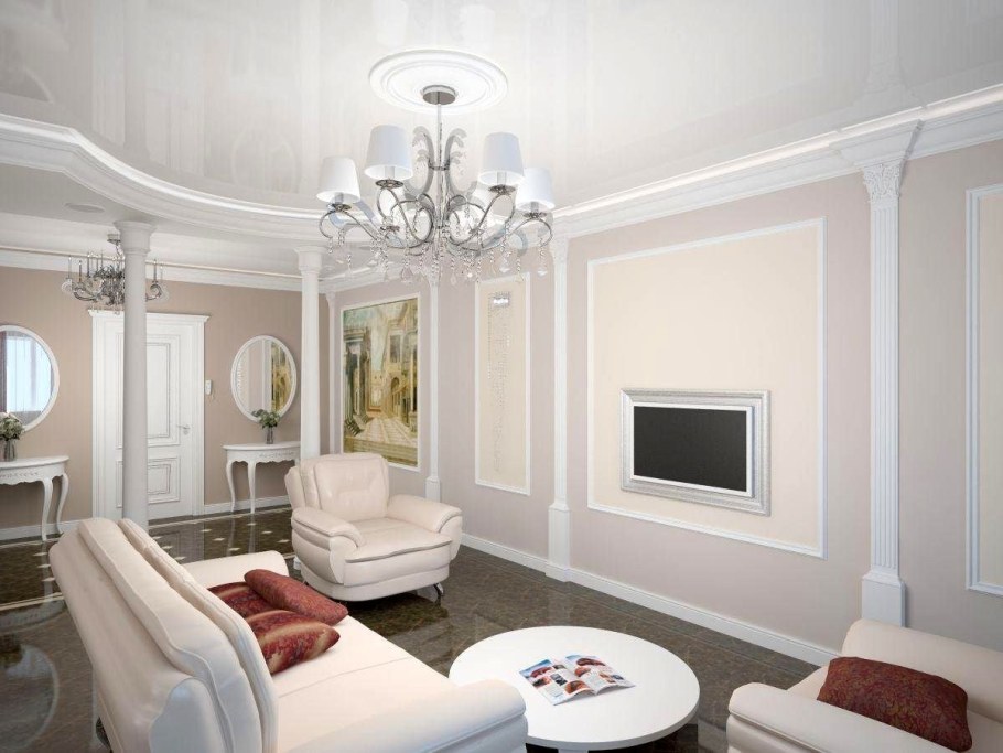 Линкруста в интерьере гостиной в стиле Неоклассика