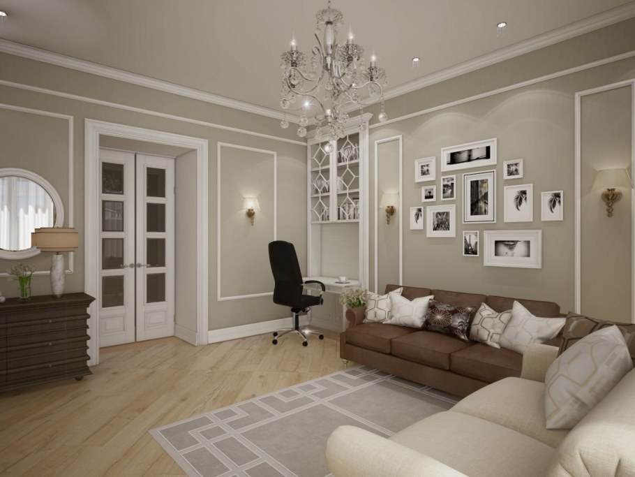 Молдинги в гостиной Неоклассика