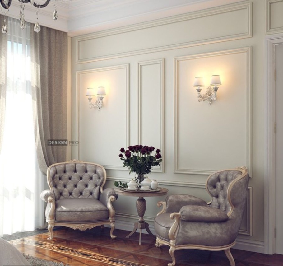 Декор стен молдингами