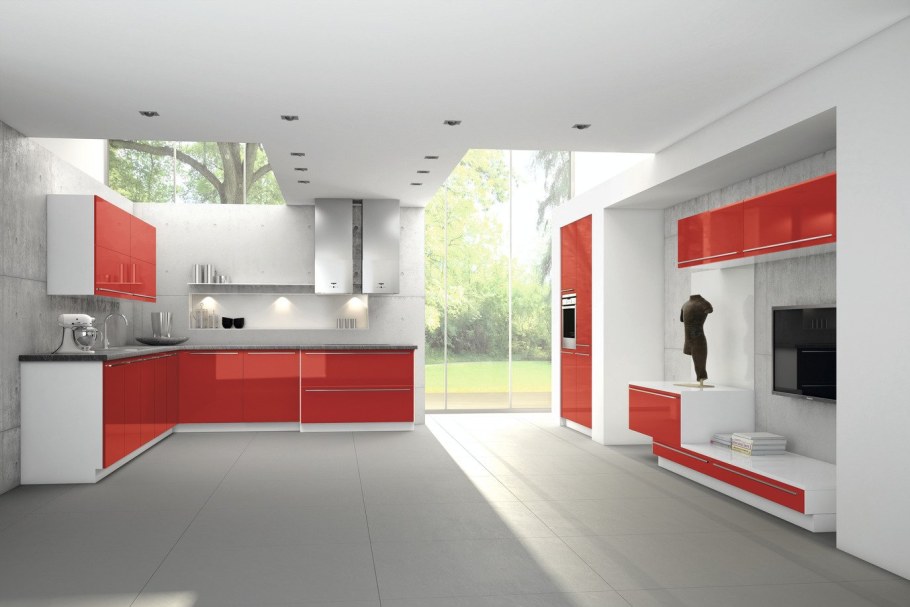 Красная кухня Хай тек