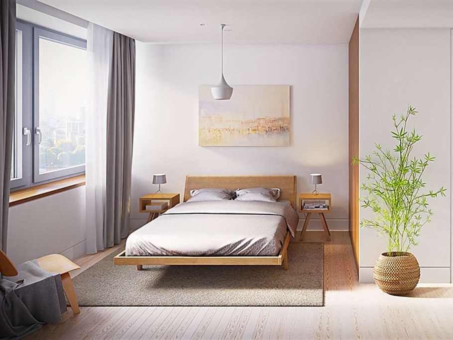 Спальня в современном стиле в светлых тонах