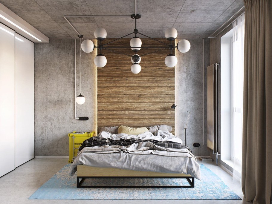 Спальня в стиле лофт 15м2