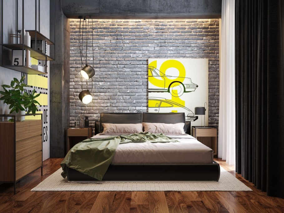 Спальня в стиле лофт