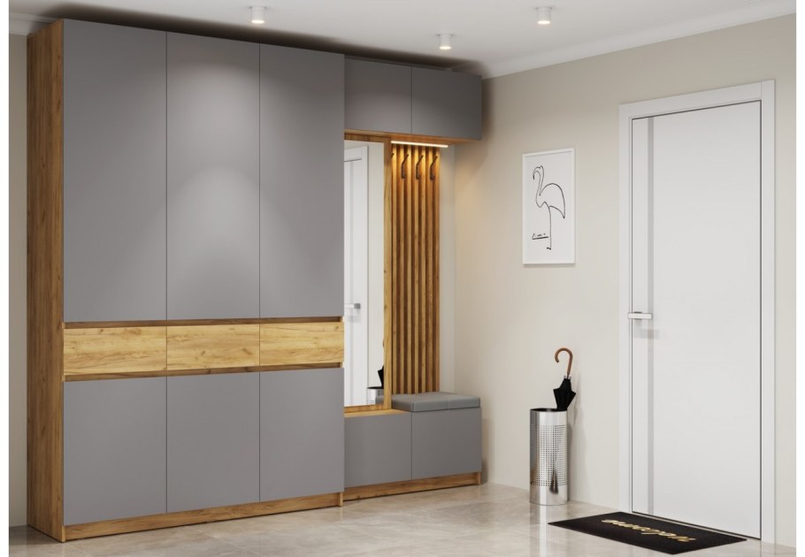 Прихожая Бостон дуб крафт серый