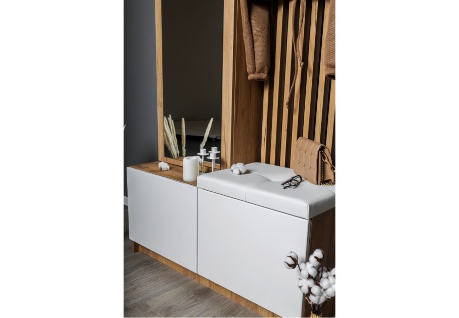 Прихожая Бостон №3 дуб крафт золотой / белый глянец фото