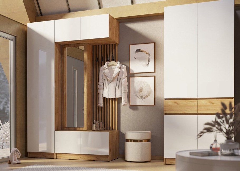 Прихожая Роджина (дуб крафт/белый глянец) миф,