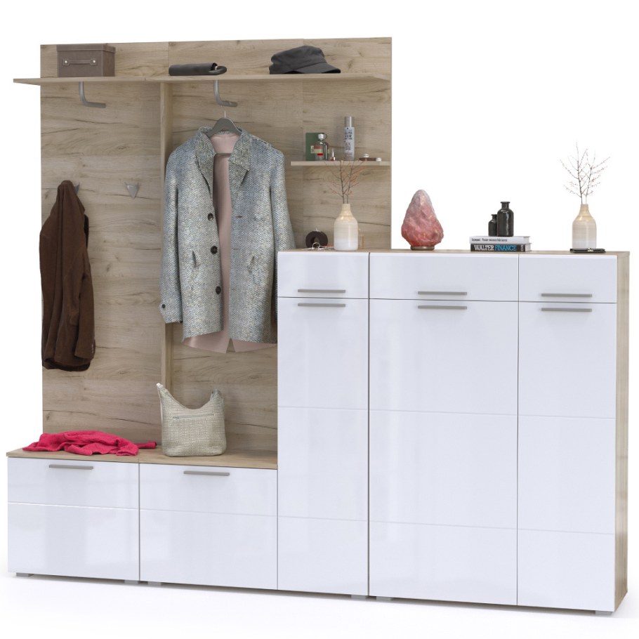 Прихожая Моби лайн дуб крафт серый/белый