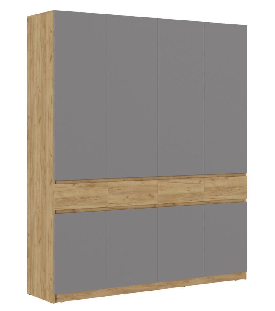 Шкаф 4-створчатый "Бостон" МДФ - дуб крафт золотой