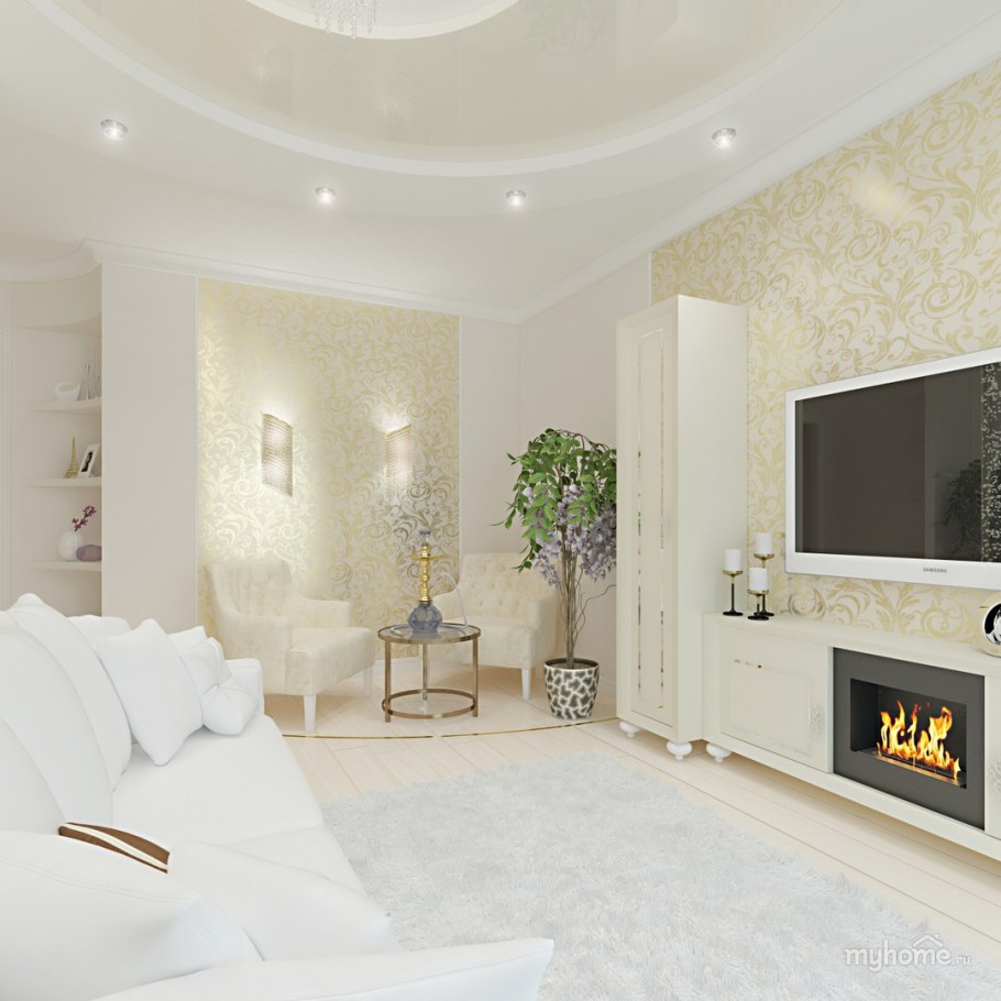 Светлые гостиные в современном стиле