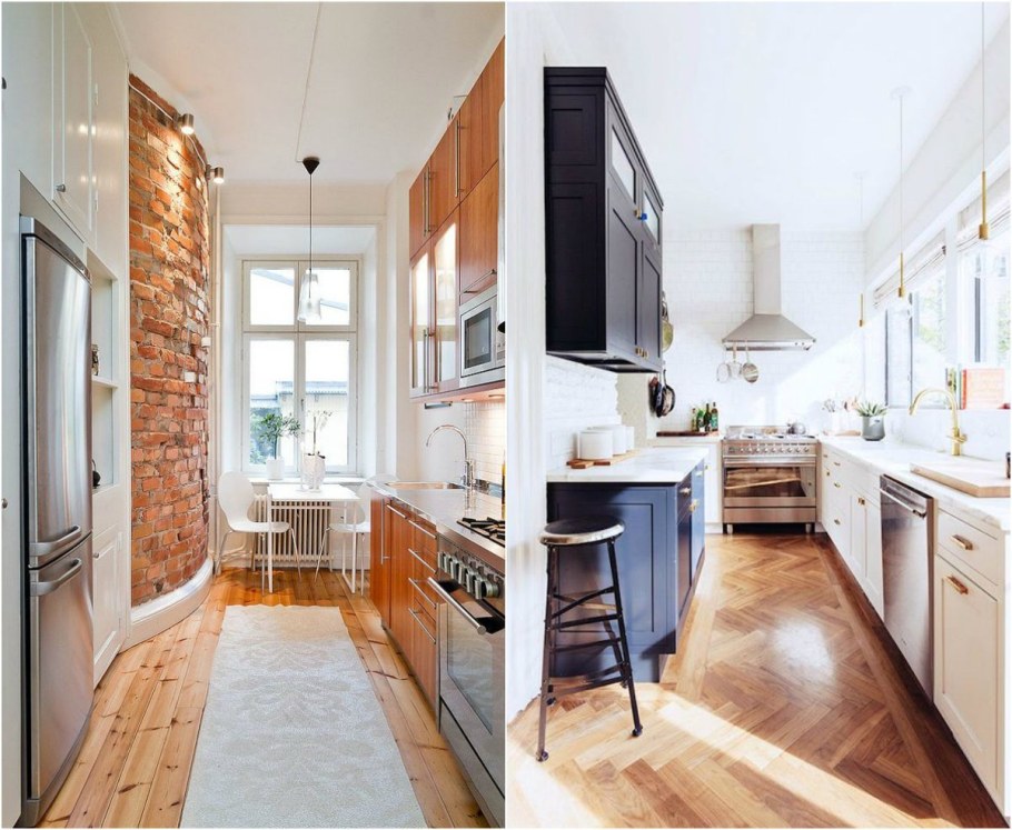 Узкая кухня гостиная
