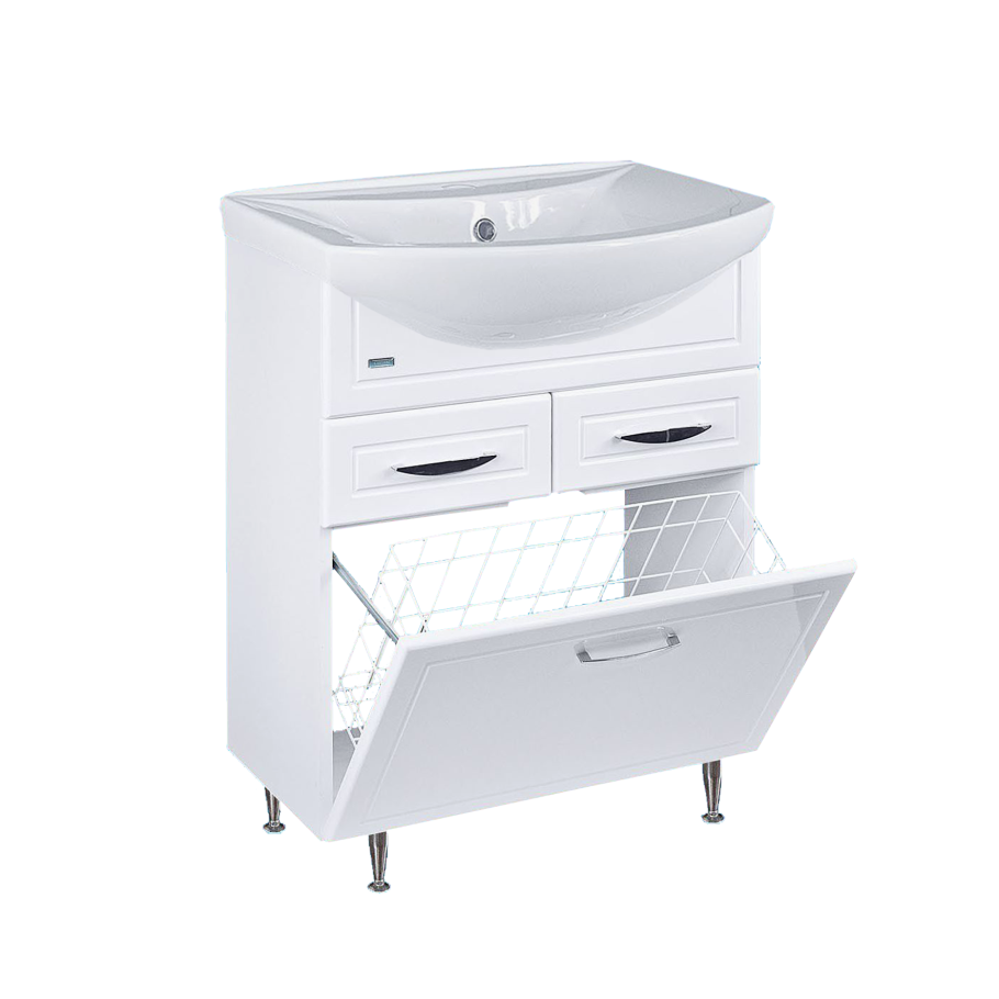 Тумба с раковиной для ванной 70 с корзиной для белья Мисти