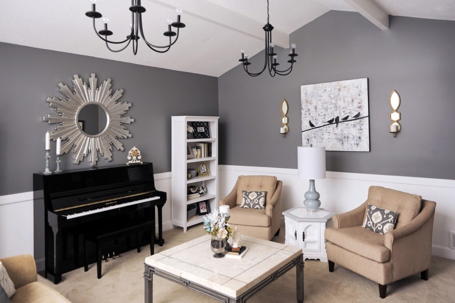 Гостиная с пианино в современном стиле