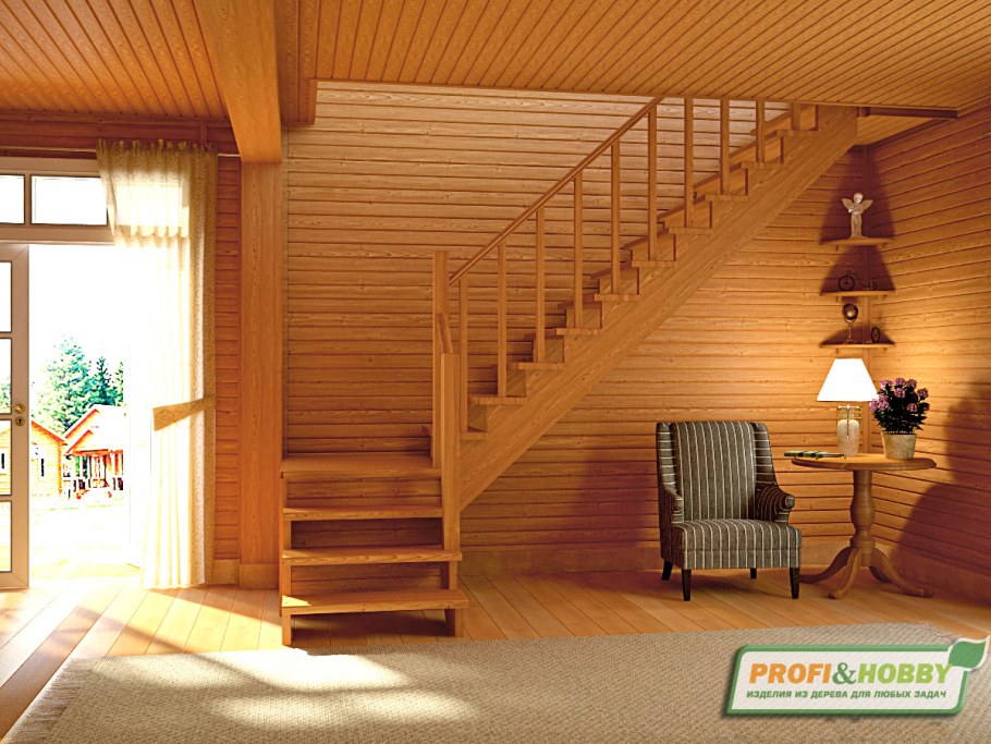 Лестница из сосны к-002м