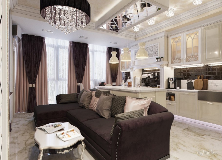 Кухня гостиная ар деко