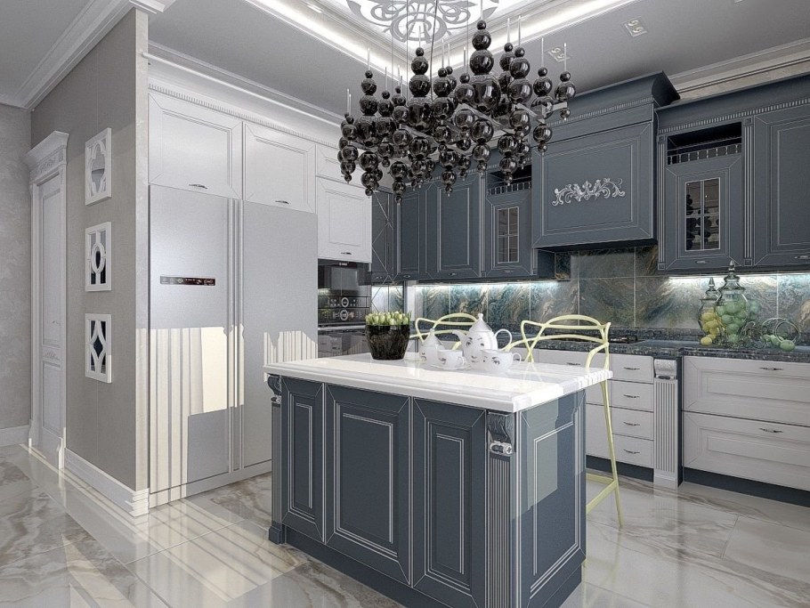 Кухня арт деко Неоклассика серая