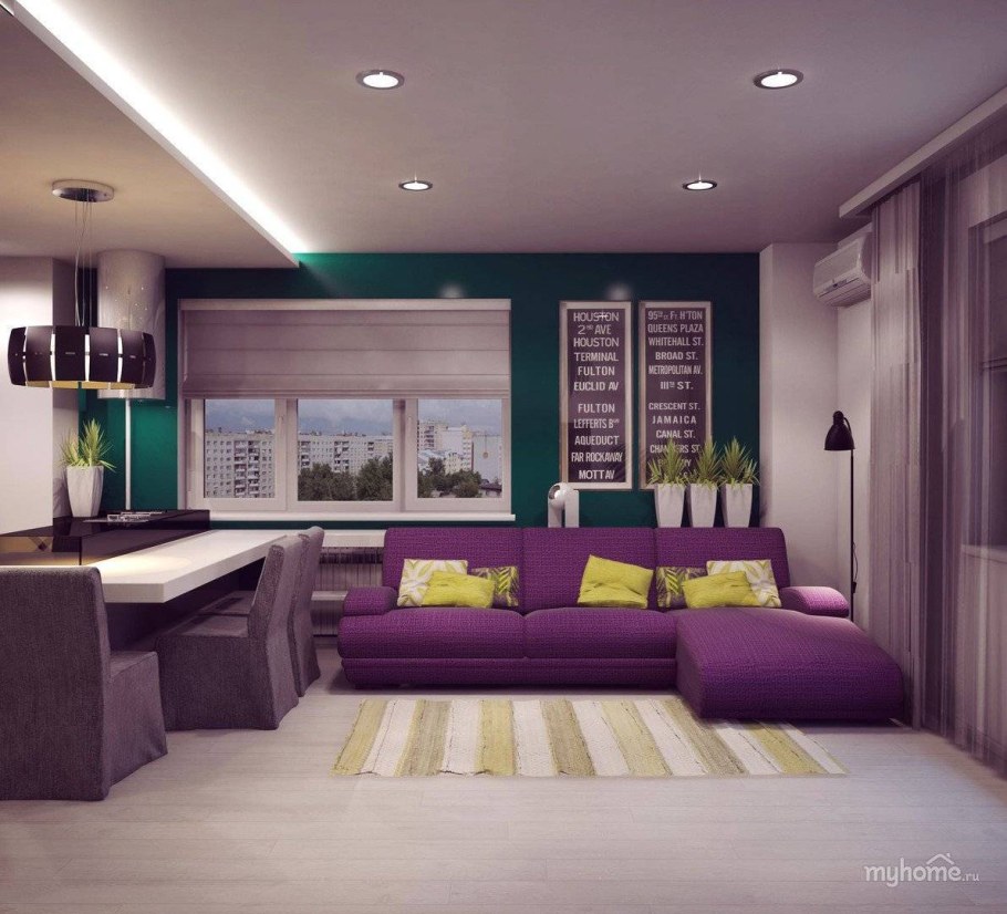 Гостиная в фиолетовом цвете