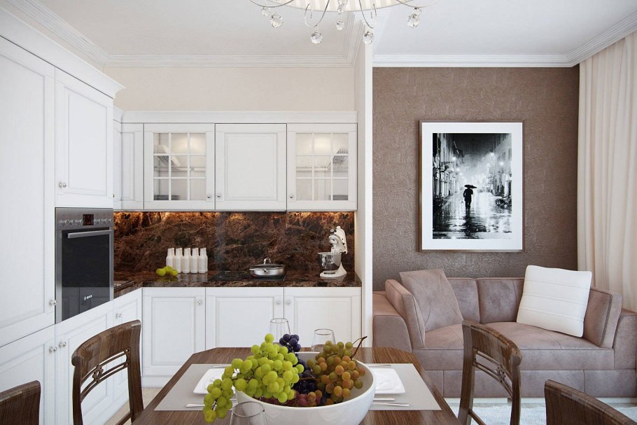 Кухня студия Неоклассика 20кв