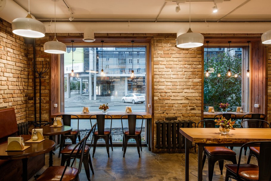 Интерьер кофейни в стиле лофт
