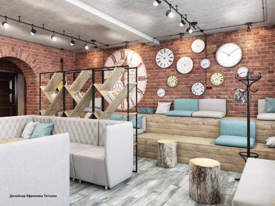 Интерьер кофейни в стиле лофт