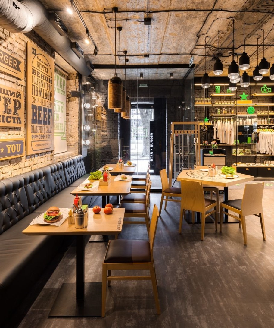 Интерьер кафе в стиле лофт