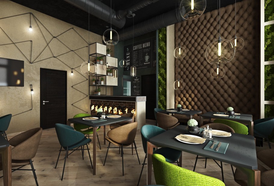 Интерьер кофейни в стиле лофт