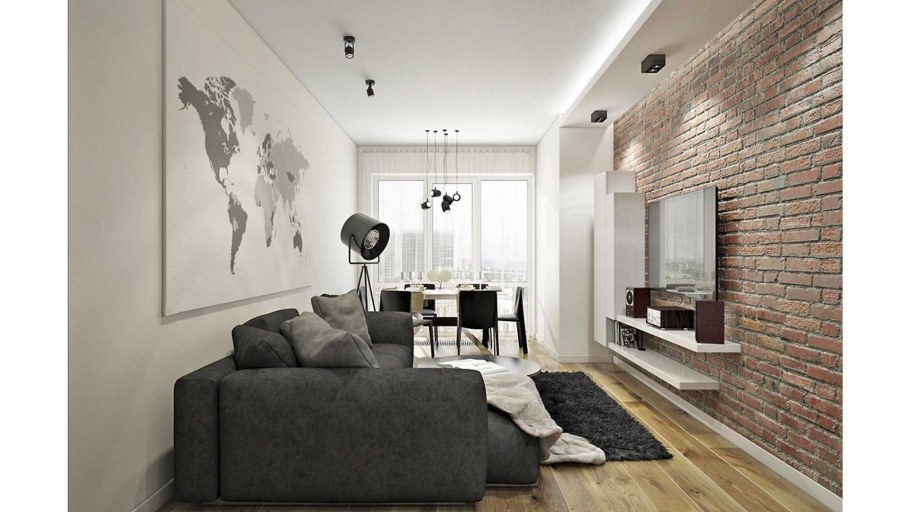 Интерьер гостиной лофт
